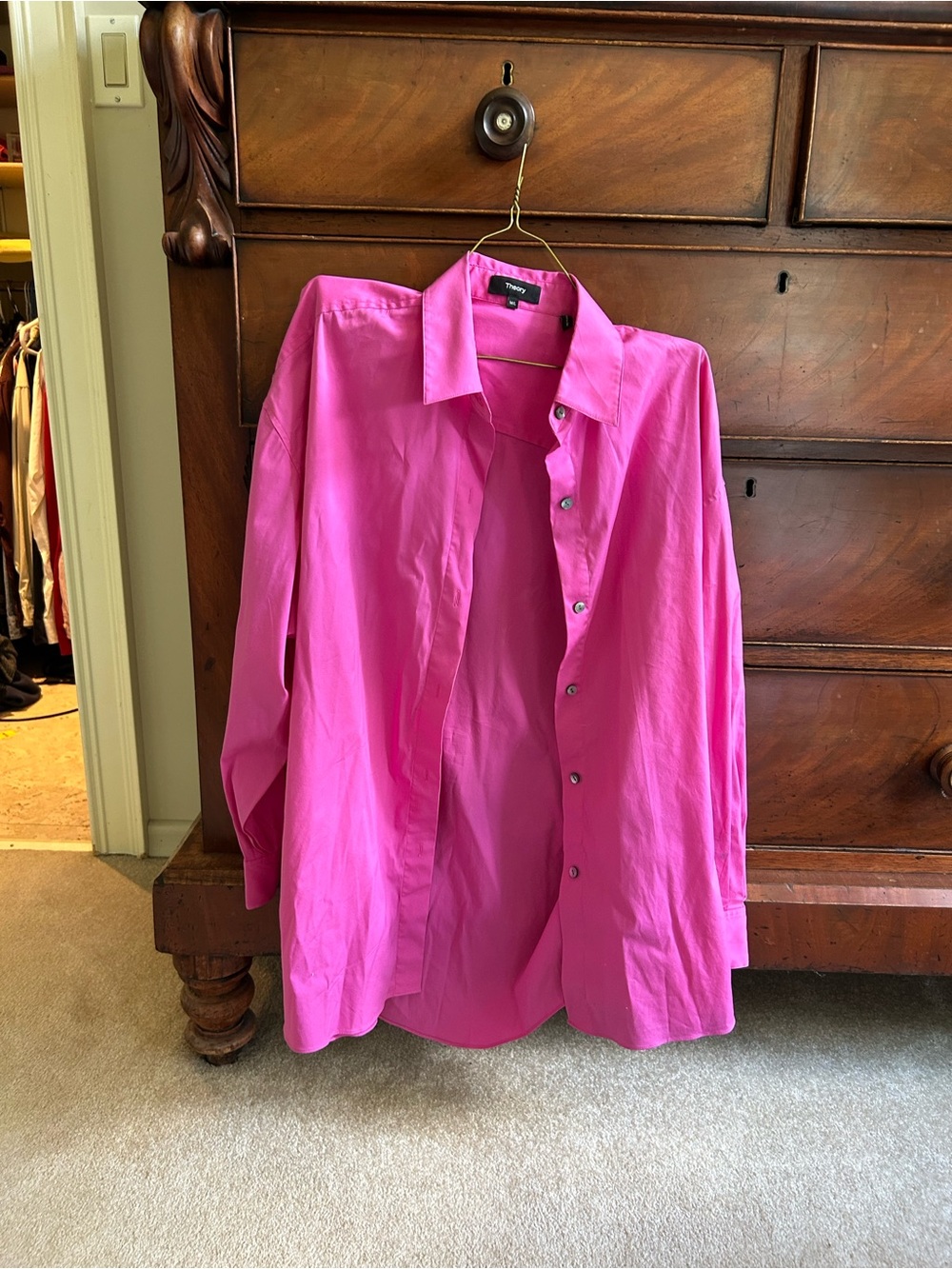 Theory Hot Pink Button-Up Blouse